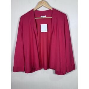 NWT 89th + Madison Womens Plus Size Cardigan 2X Pink Stretch Knit Open MSRP $69